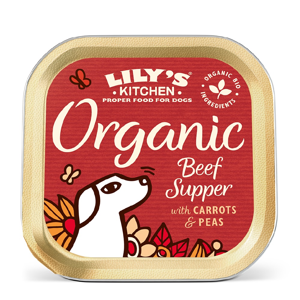 Lily's Kitchen Cibo Umido Biologico per Cani Adulto al Manzo - Vaschetta da 150 g con Pollo e Maiale, Ingredienti Naturali e Ipoallergenico