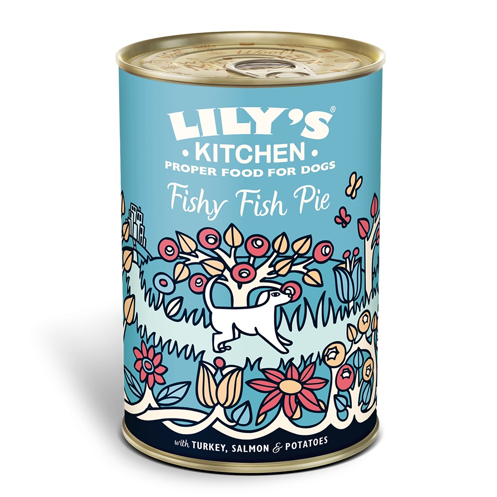 Lily's Kitchen Cibo Umido per Cani Adulto Fishy Fish Pie con Salmone, Aringhe e Tacchino - Lattina da 400g, Senza Cereali