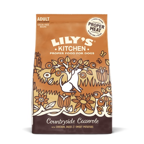 Lily's Kitchen Chicken & Duck Countryside Casserole 2,5 kg - Cibo Secco Completo per Cani Adulti Senza Cereali con Pollo, Anatra e Patate Dolci