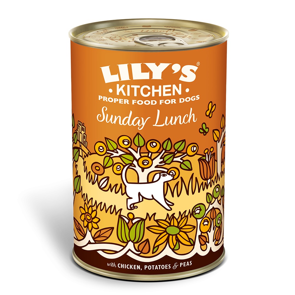 Lily's Kitchen Cibo Umido per Cani Adulto Sunday Lunch al Pollo, Patate e Piselli - Lattina da 400 g