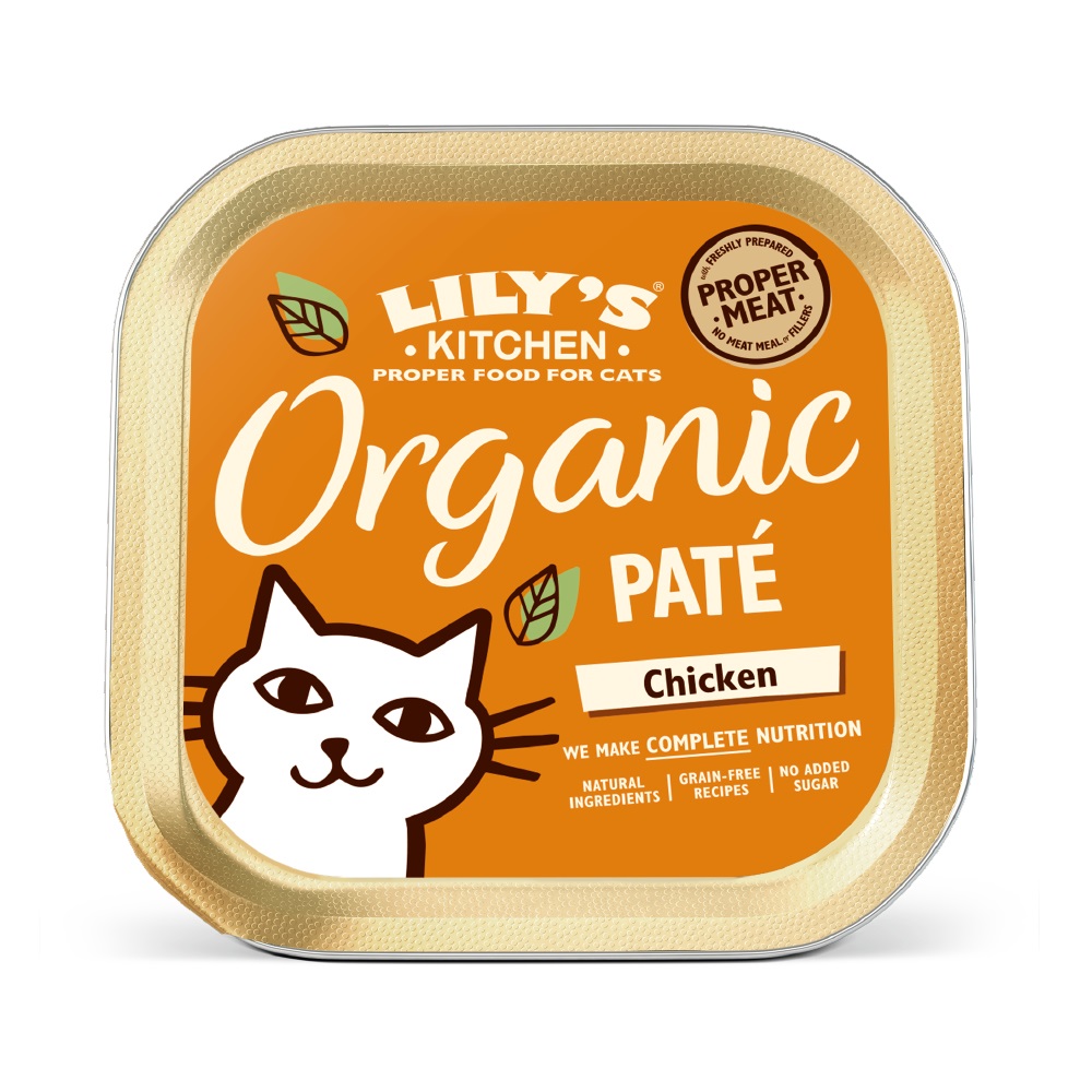Lily's Kitchen Paté di Pollo Biologico per Gatti - Cibo Umido 85 g - Senza Cereali e Ingredienti Certificati