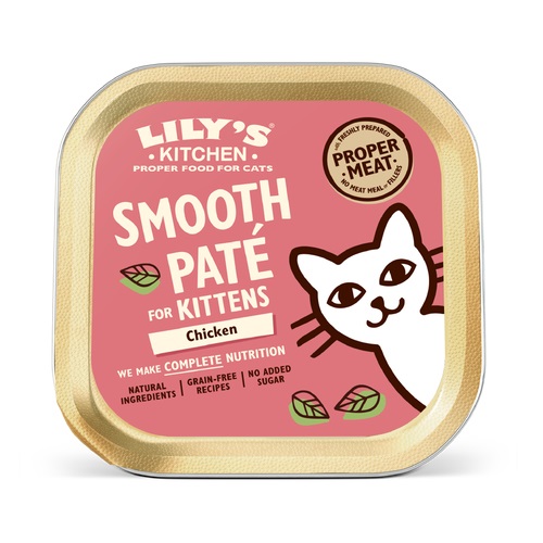 Lily's Kitchen Smooth Paté per Gattini al Pollo, Maiale e Trota - Vaschetta da 85 g, Cibo Umido Naturale e Senza Cereali