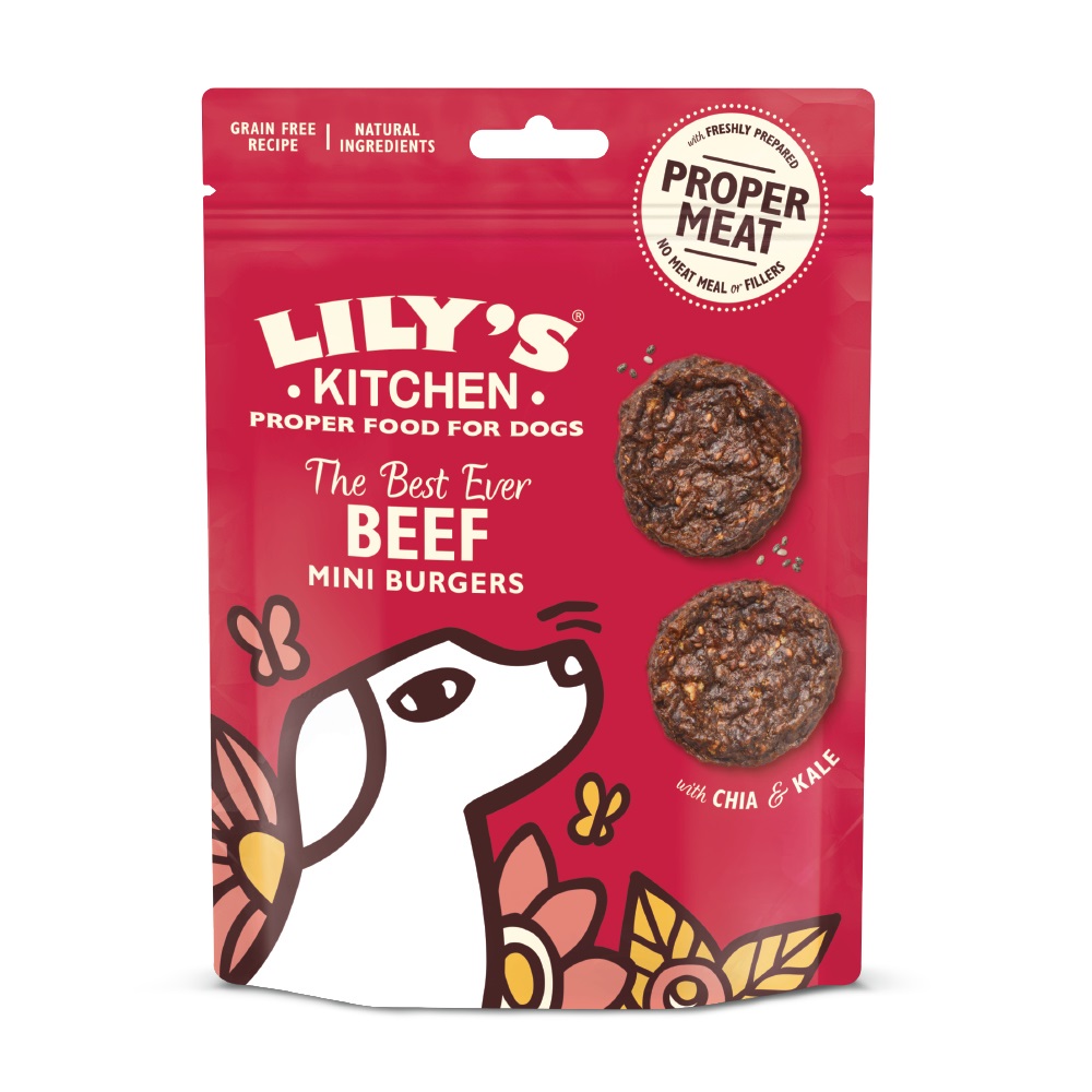Lily's Kitchen Mini Burgers al Manzo - Snack Semi-Umidi per Cani da 70 g, Senza Cereali e Glutine