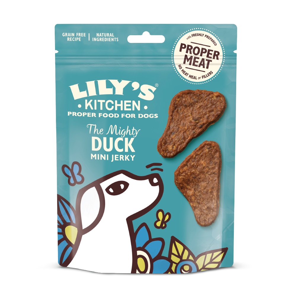 Lily's Kitchen The Mighty Duck Mini Jerky Snack per Cani 70 g - 80% Carne di Anatra, Semi-Umido, Naturale e Senza Glutine