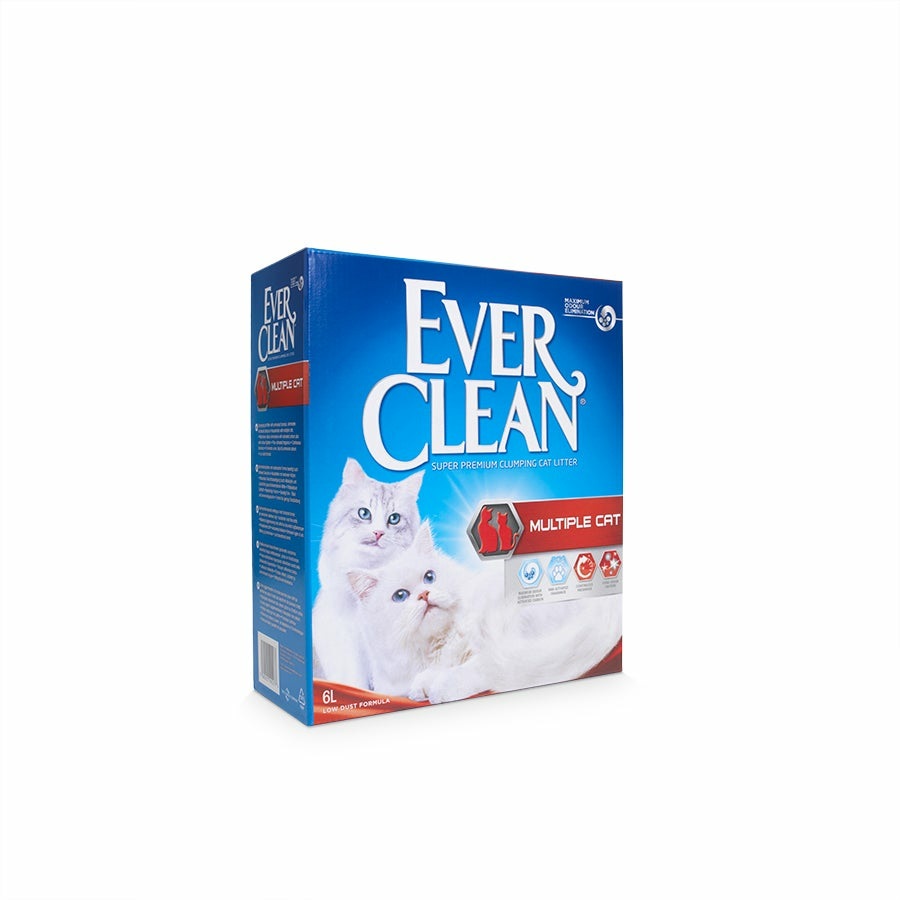 Ever Clean Multiple Cat Lettiera Agglomerante 6L - Formula Potenziata per Controllo Odori in Abitazioni con Più Gatti