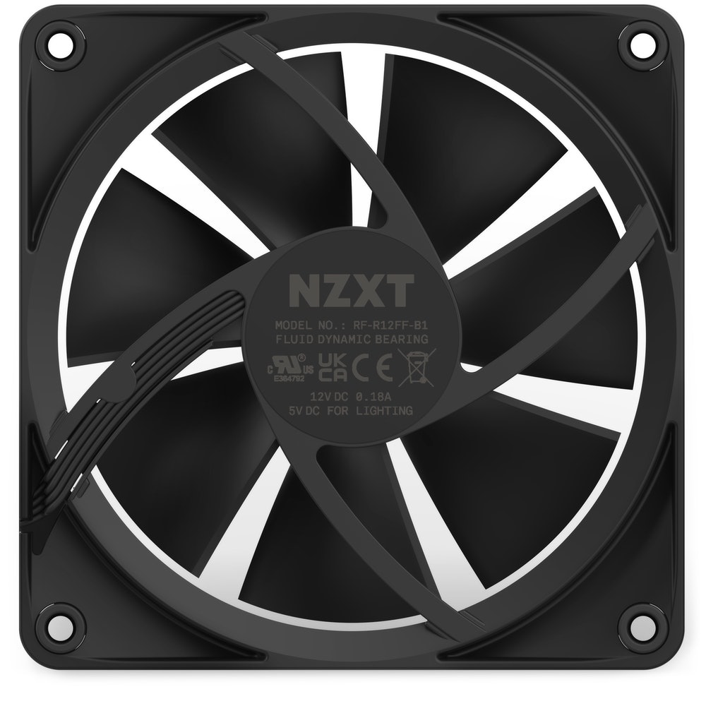NZXT F120 RGB Ventilatore 12 cm Nero - 500-1800 Giri/min, 17,2-27,5 dB, RGB Personalizzabile