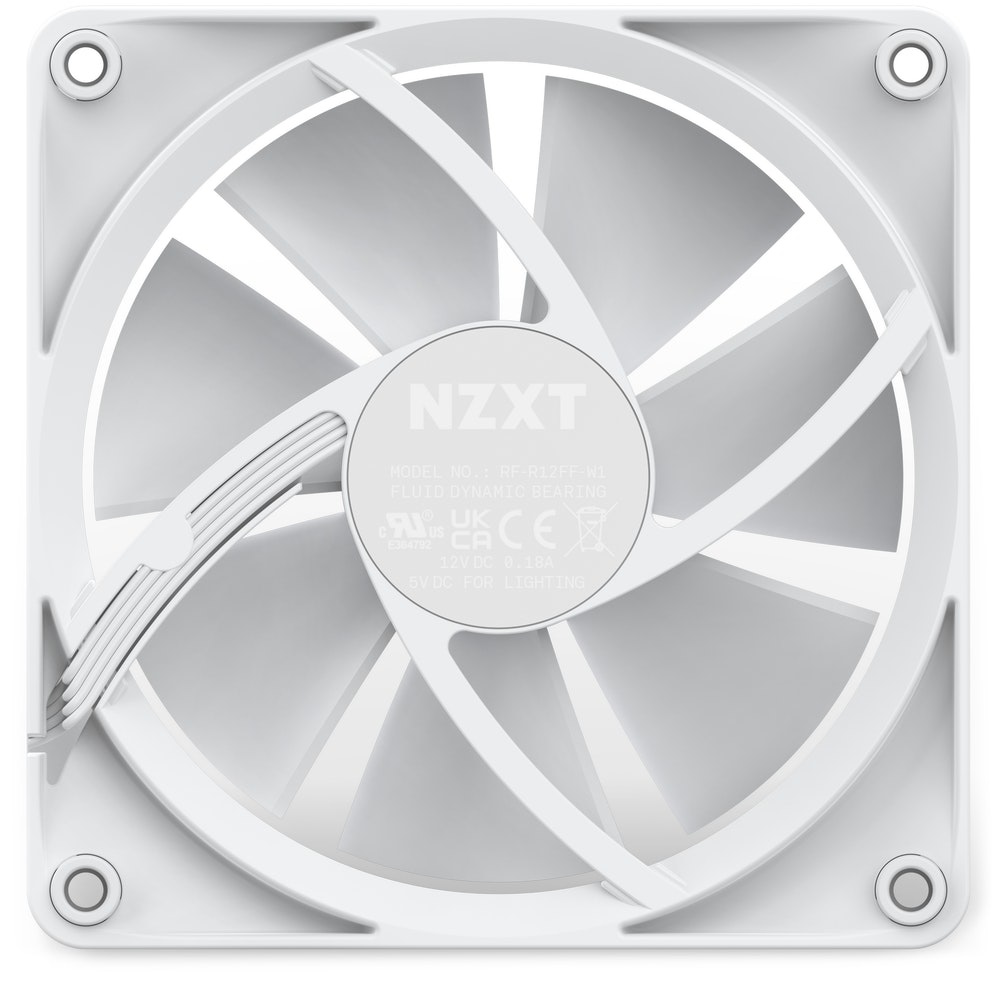 NZXT F120 RGB Ventilatore 12 cm Bianco - 500-1800 Giri/min, 17,2-27,5 dB, Illuminazione RGB Personalizzabile