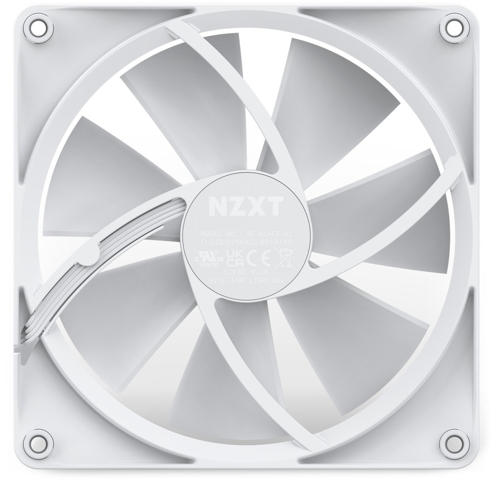 NZXT F140 RGB Ventilatore 14 cm Bianco - 500-1800 Giri/min, Illuminazione RGB Personalizzabile