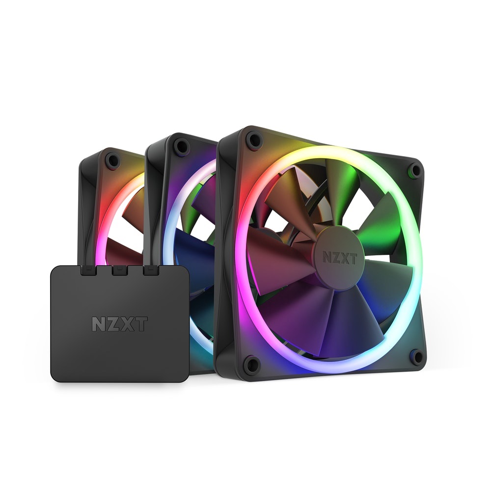 NZXT F120 RGB Triple Pack - Ventilatore 12 cm con Illuminazione RGB Personalizzabile, 3 Pezzi, Nero