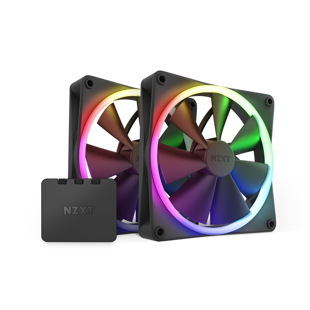 NZXT F140 RGB TWIN Ventilatore 14 cm con Illuminazione RGB - 2 pz, Nero