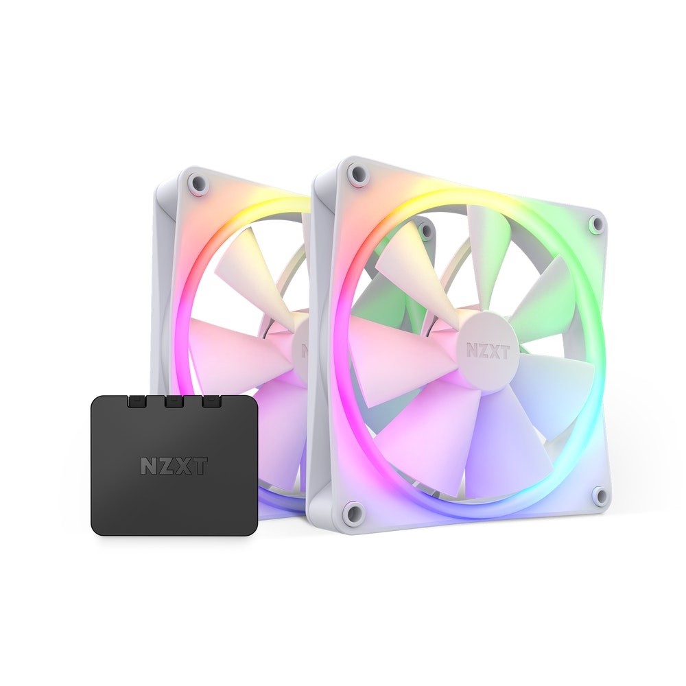 NZXT F140 RGB TWIN Ventilatore 14 cm Bianco - Doppia Ventola RGB con Controller Inclusi, Raffreddamento Silenzioso