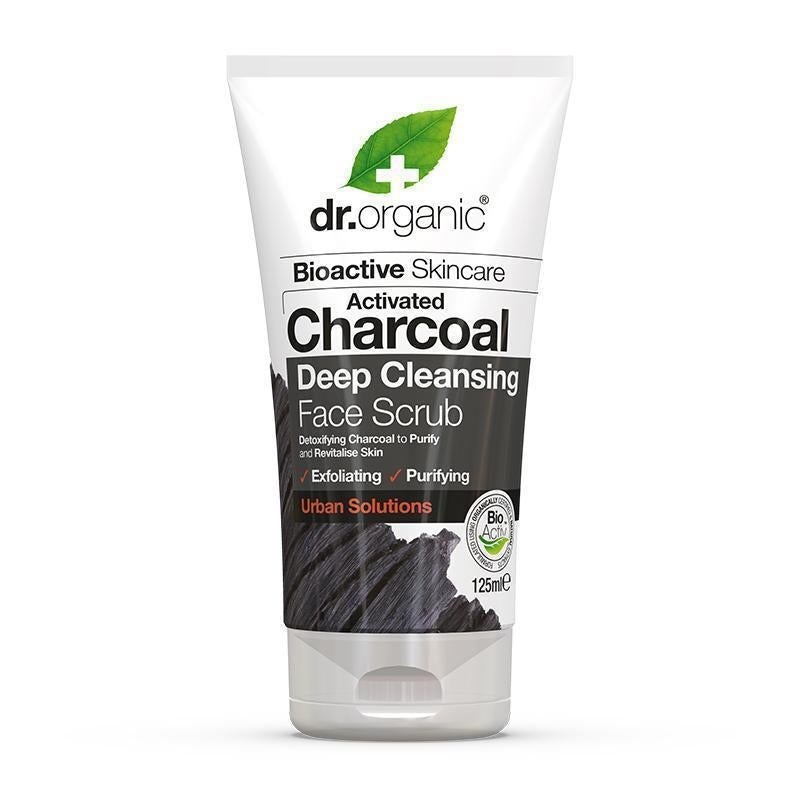 Dr Organic Charcoal Scrub Viso 125 ml - Esfoliante Detossinante con Carbone Attivo e Estratti di Frutta