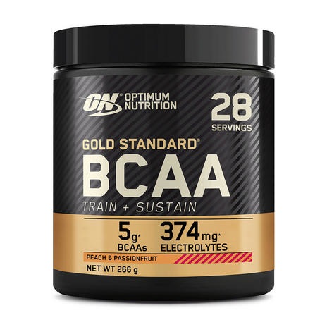 Optimum Nutrition Gold Standard BCAA Train Sustain - Aminoacidi in Polvere con Vitamina C, Zinco, Magnesio ed Elettroliti, Gusto Pesca e Frutto della Passione, 28 Porzioni, 266 g