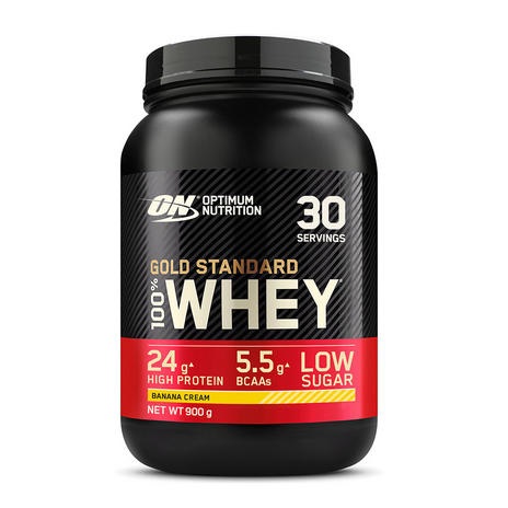 Optimum Nutrition Gold Standard 100% Whey Proteine in polvere per Sviluppo e Recupero Muscolare con Glutammina e Aminoacidi BCAA Naturali, Gusto Crema di Banana, 900 g, 30 Dosi