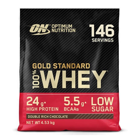 Optimum Nutrition 100% Whey Gold Standard - Proteine in Polvere Doppio Cioccolato, 4545 grammi, Assorbimento Veloce