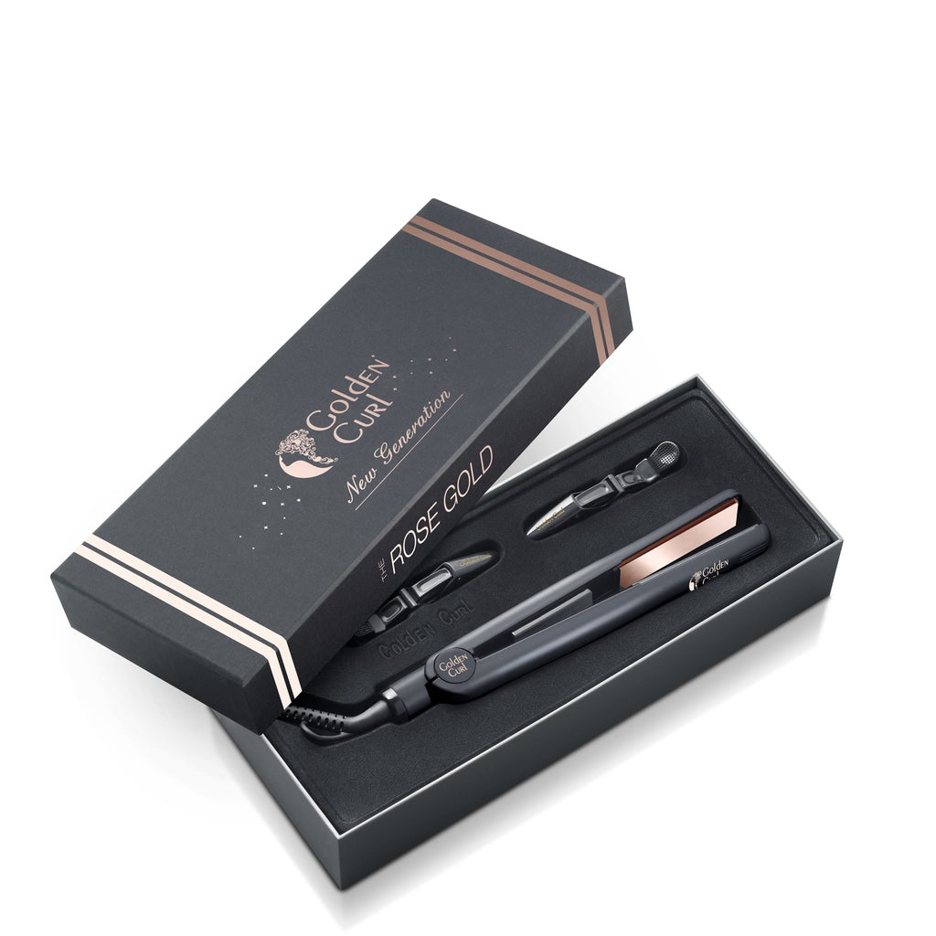 Golden Curl GC_829_ROSEGOLD Piastra Professionale 2 in 1 per Lisciare e Arricciare i Capelli - Tormalina e Ceramica, 5 Anni di Garanzia