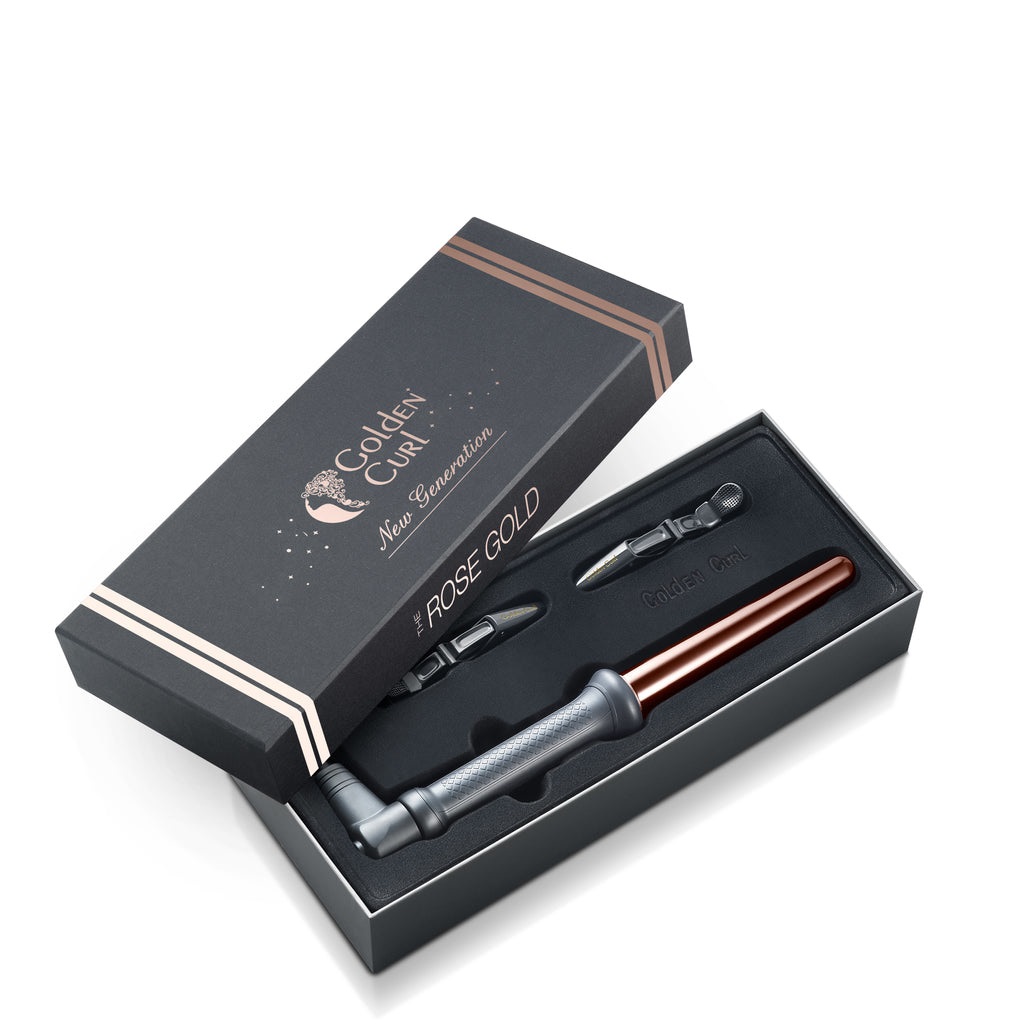 Golden Curl Arricciacapelli Professionale con Barilotto in Ceramica Tormalina - Ferro per Onde e Ricci con Tecnologia in Titanio a Ioni Negativi - 5 Anni di Garanzia (Oro Rosa)