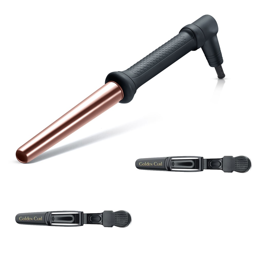 Golden Curl Arricciacapelli Professionale con Barilotto in Ceramica Tormalina - Ferro per Onde e Ricci con Tecnologia in Titanio a Ioni Negativi - 5 Anni di Garanzia (Oro Rosa)