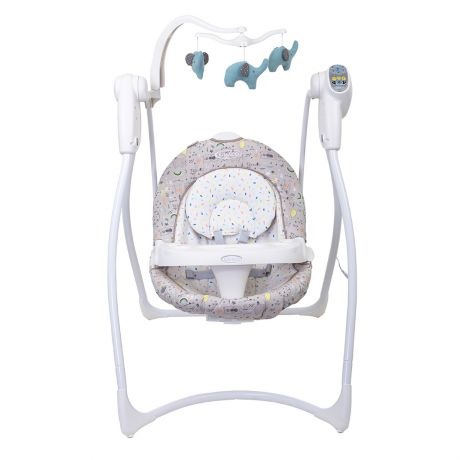 Graco Lovin' Hug Altalena e Sdraietta a Dondolo - Grigio e Bianco, Adatta dalla Nascita fino a 9 kg, 6 Velocità di Oscillazione e 10 Melodie