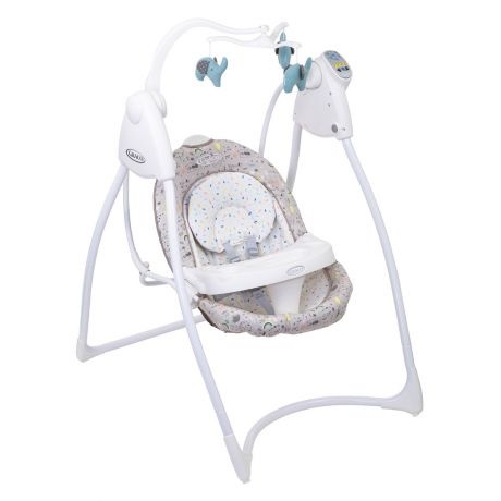 Graco Lovin' Hug Altalena e Sdraietta a Dondolo - Grigio e Bianco, Adatta dalla Nascita fino a 9 kg, 6 Velocità di Oscillazione e 10 Melodie