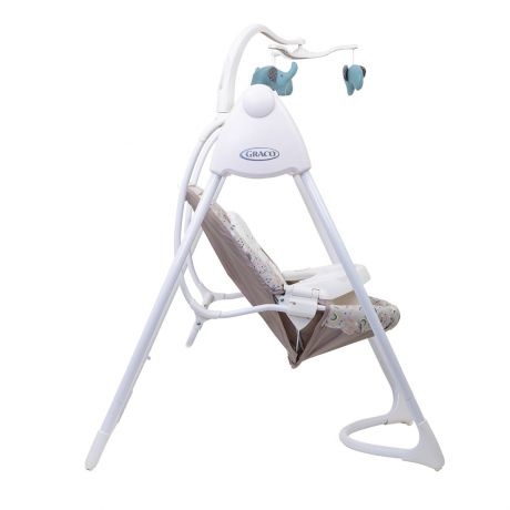 Graco Lovin' Hug Altalena e Sdraietta a Dondolo - Grigio e Bianco, Adatta dalla Nascita fino a 9 kg, 6 Velocità di Oscillazione e 10 Melodie