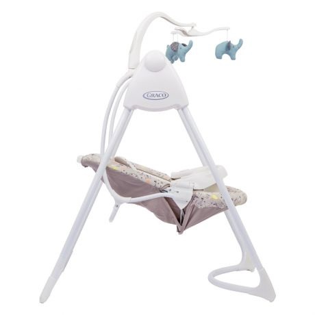 Graco Lovin' Hug Altalena e Sdraietta a Dondolo - Grigio e Bianco, Adatta dalla Nascita fino a 9 kg, 6 Velocità di Oscillazione e 10 Melodie