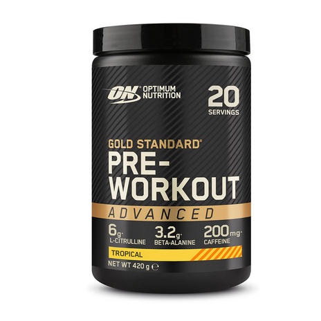 Optimum Nutrition Gold Standard Pre-Workout Advanced - Supplemento Energetico in Polvere, Gusto Tropicale, 420 g, 20 Porzioni, con L-Citrullina, Beta Alanina e Caffeina