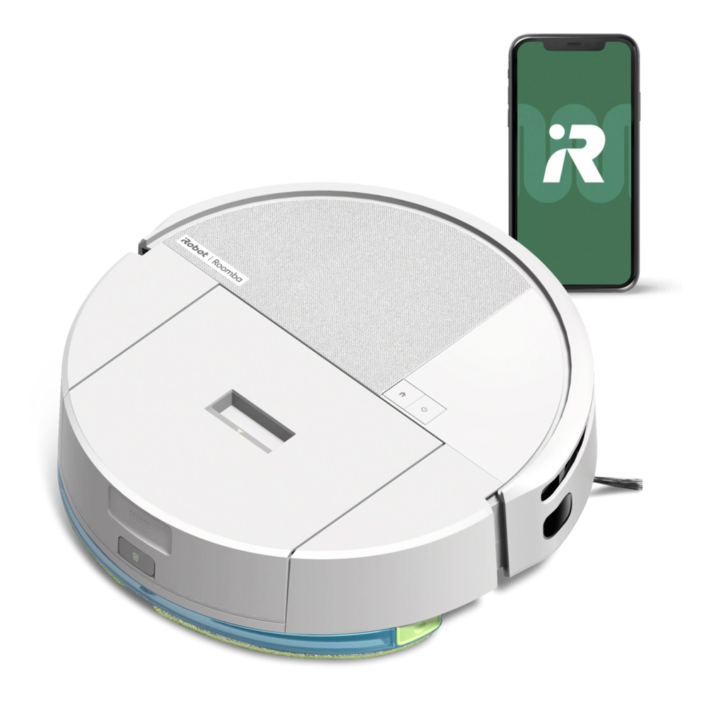 iRobot Roomba 205 DustCompactor Combo - Robot Aspirapolvere Lavapavimenti, Raccoglie e Compatta la Polvere, Navigazione LiDAR, Rileva Tappeti, Controllo App, Senza Sacchetto, Bianco