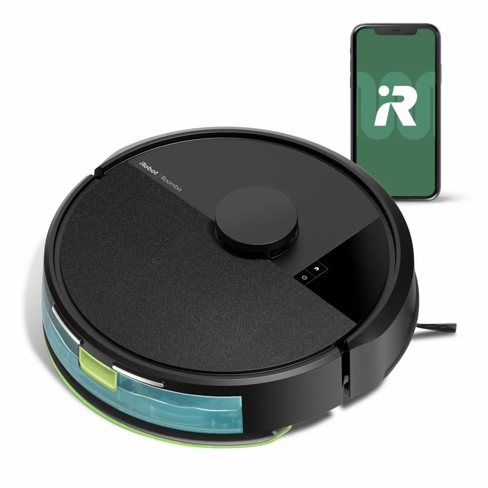 iRobot Roomba 105 Combo - Aspirapolvere Robot 2-in-1, Lavapavimenti e Aspirazione, Pulizia a 4 Fasi, Navigazione ClearView LiDAR, Controllo tramite App, Nero