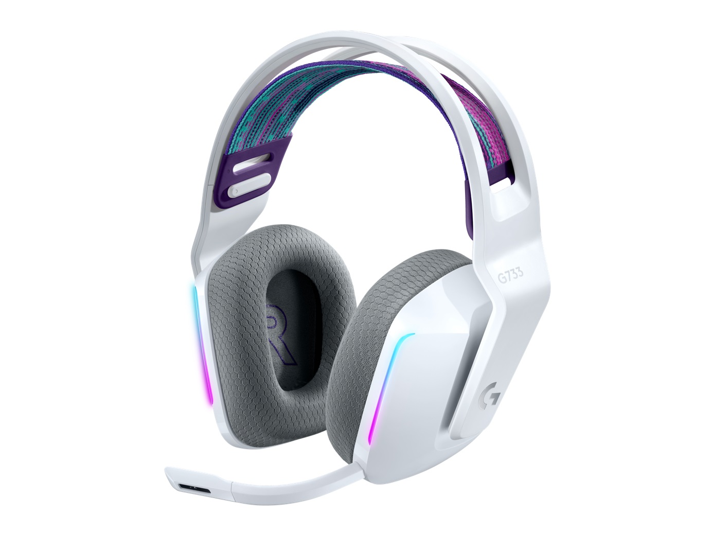 Logitech G733 Cuffie da Gioco Wireless LIGHTSPEED Bianco con Audio Surround e Illuminazione RGB