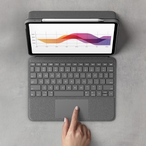 Logitech Folio Touch Custodia iPad con Tastiera QWERTZ Tedesco - Grigio, Compatibile con iPad Air 4a e 5a Generazione (2020, 2022) con Trackpad