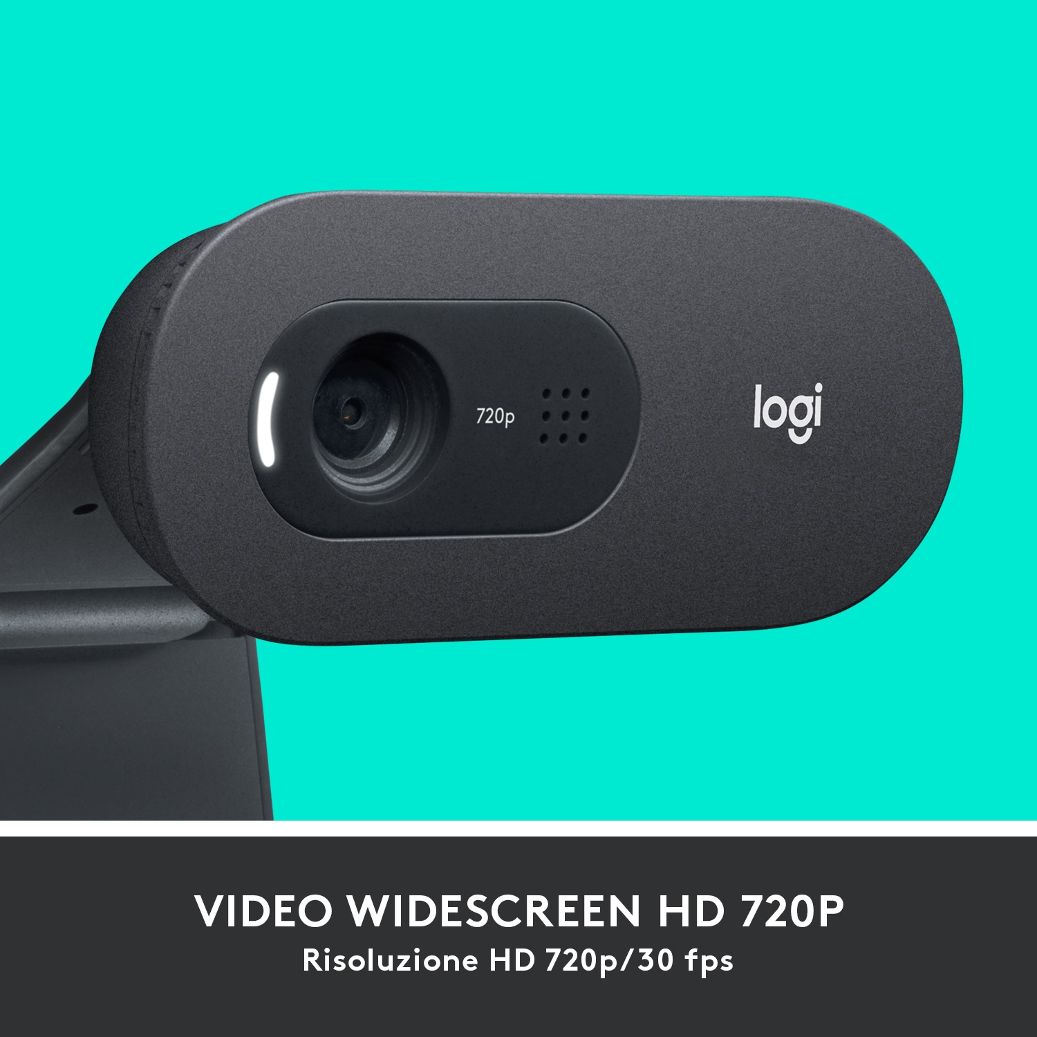 Logitech C505 Webcam HD - Videocamera USB Esterna 720p con Microfono Omnidirezionale, Campo Visivo di 60°, Compatibile con PC e Mac