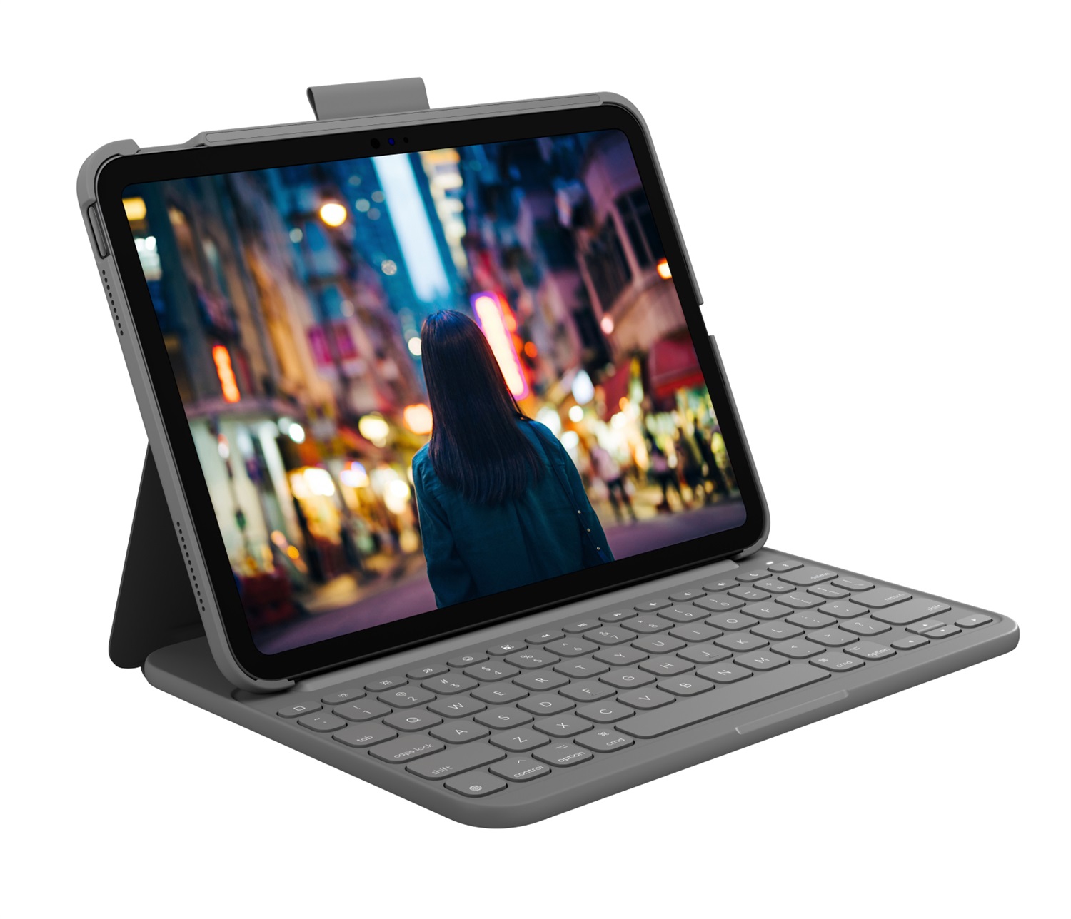 Logitech Slim Folio Custodia con Tastiera Bluetooth per iPad (10ª Generazione e A16) - Layout Italiano QWERTY - Grigio