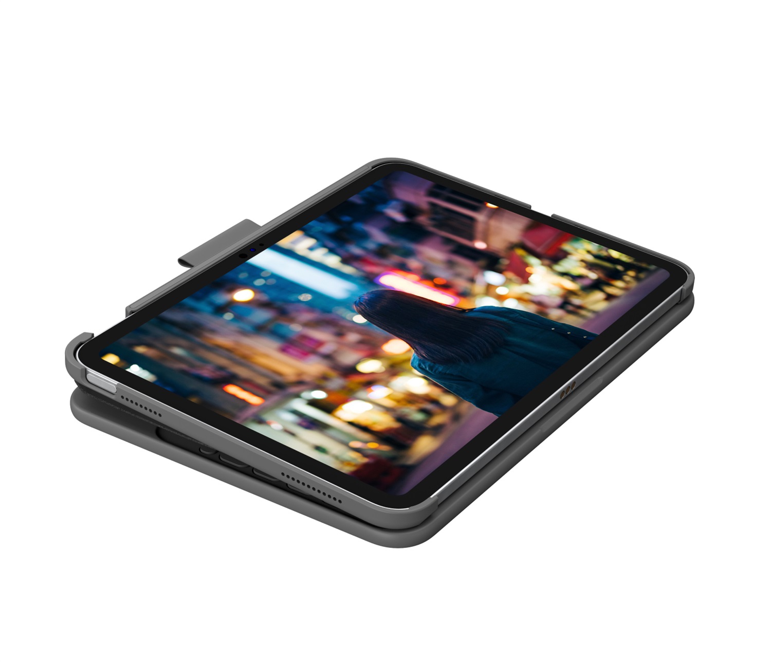 Logitech Slim Folio Custodia con Tastiera Bluetooth per iPad (10ª Generazione e A16) - Layout Italiano QWERTY - Grigio