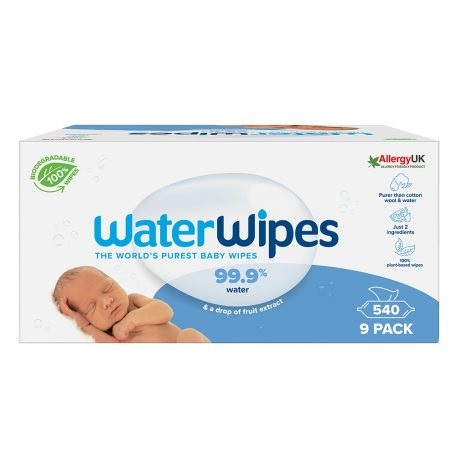 WaterWipes Salviette Umidificate Bio 540 pz - 99,9% Acqua Purificata, Ideali per Neonati e Pelle Sensibile