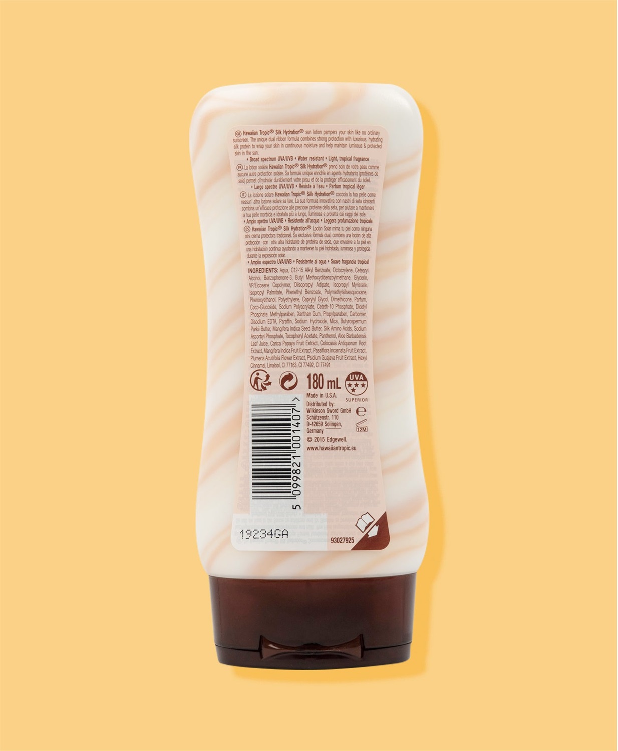 Hawaiian Tropic Silk Hydration Protective Sun Lotion SPF 15 - Lozione Solare Idratante 180 ml con Protezione UVA/UVB e Resistente all'Acqua