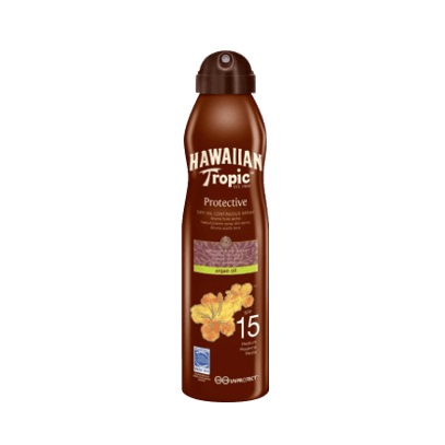 Hawaiian Tropic Olio Solare Spray SPF 15 - 177 ml, Profumazione Tropicale, Impermeabile, con Olio di Argan e Cocco, Protezione UVA/UVB