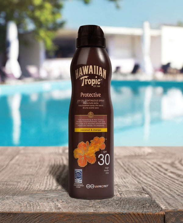 Hawaiian Tropic Olio Secco Spray SPF 30 - 180 ml, Protezione UVA e UVB, Assorbimento Rapido, Fragranza Tropicale