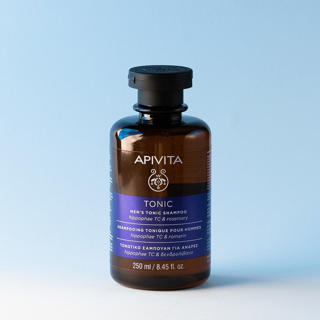 Apivita Shampoo Tonificante Uomo 250 ml - Rinforzante con Hippophae e Rosmarino per la Prevenzione della Caduta dei Capelli