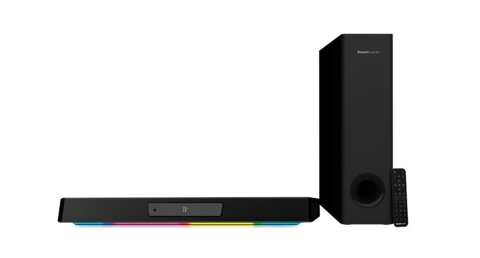 Creative Labs Sound Blaster Katana V2X Soundbar 5.1 con Subwoofer Compatto, Potenza RMS 90 W, Potenza Picco 180 W, Tecnologia Super X-Fi e Illuminazione RGB