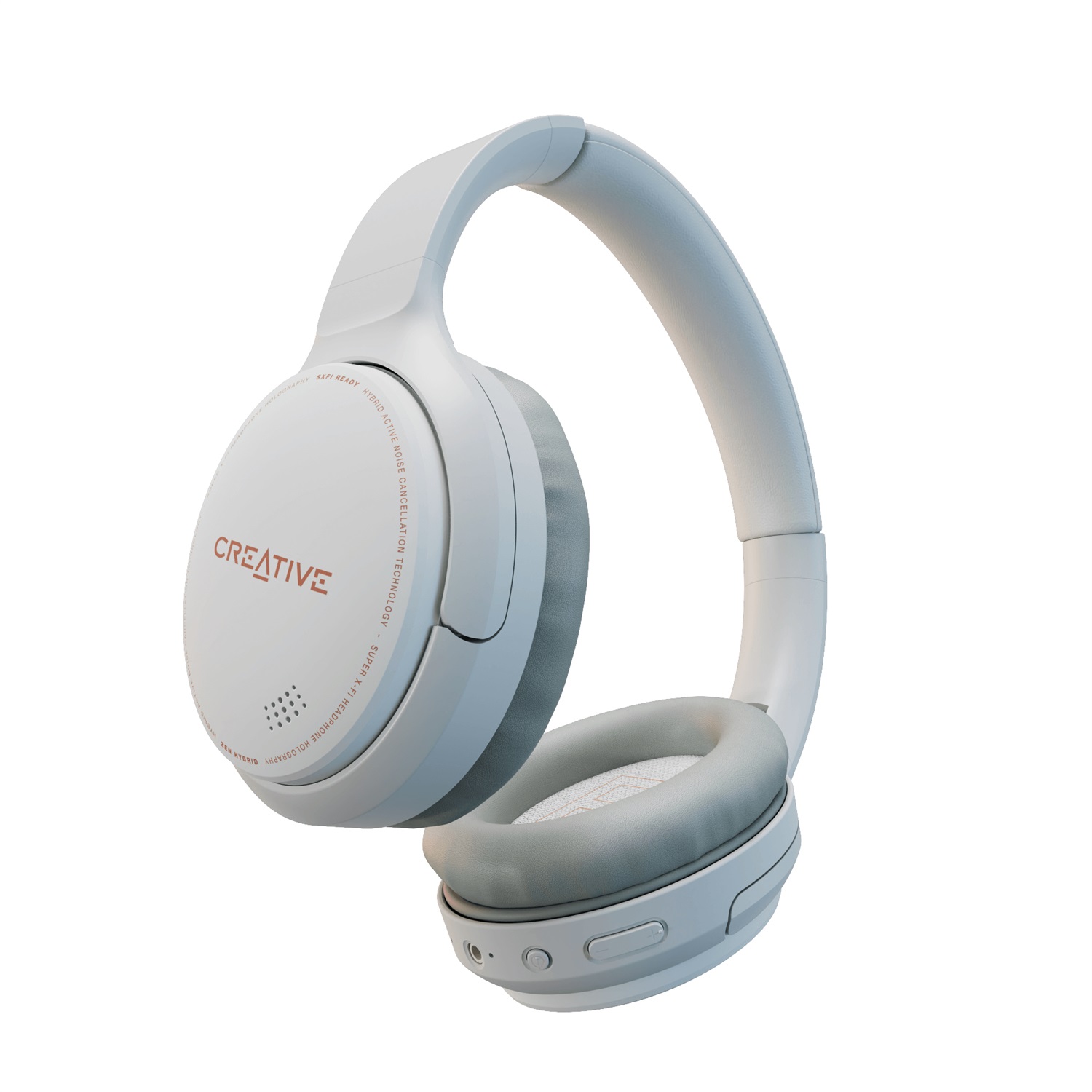 Creative Zen Hybrid Cuffie Over-Ear Wireless con Cancellazione Attiva del Rumore, Modalità Ambient, Bluetooth 5.0, Microfono Integrato - Bianco