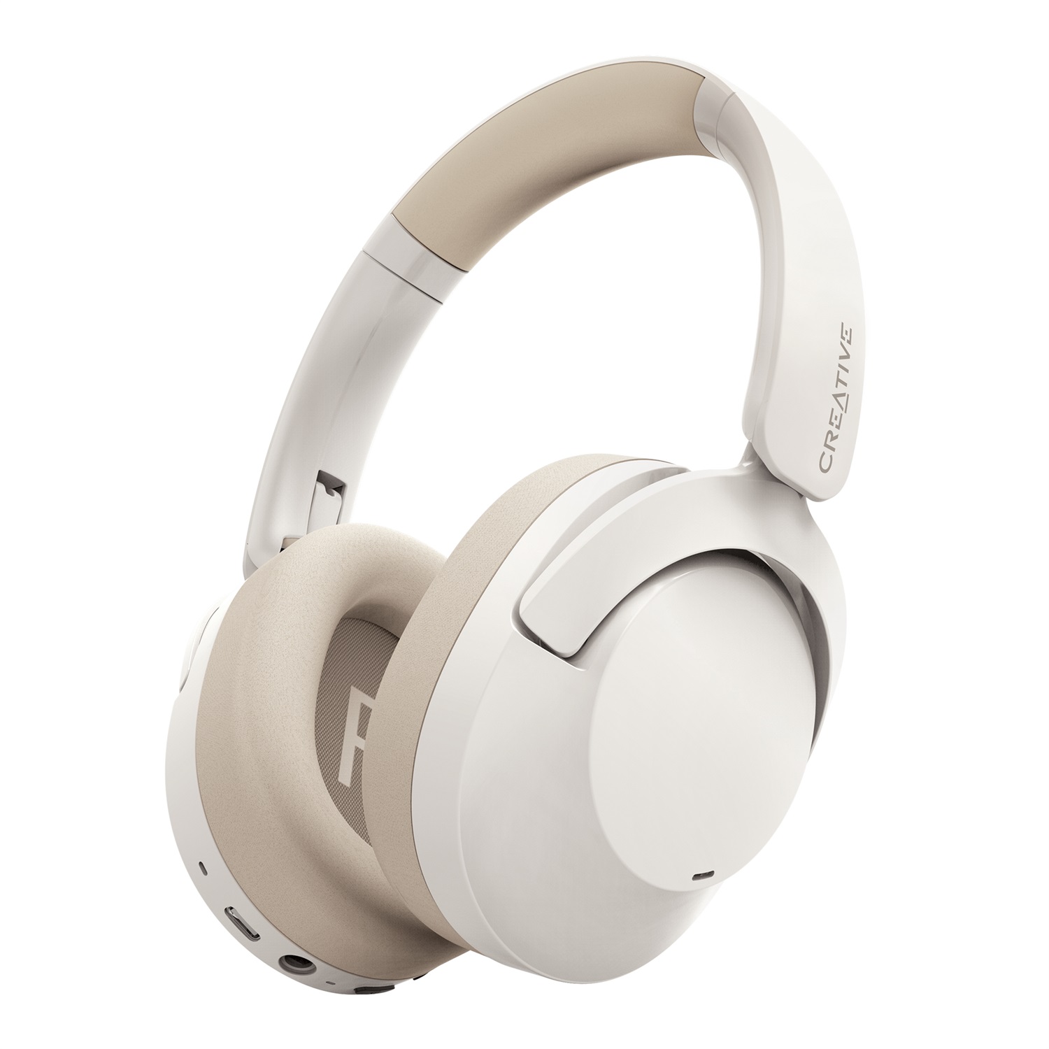 Creative Labs Zen Hybrid 2 Cuffie Over-ear Bluetooth e USB-C con Cancellazione Attiva del Rumore, Modalità Ambiente, Fino a 67 Ore di Autonomia, Crema