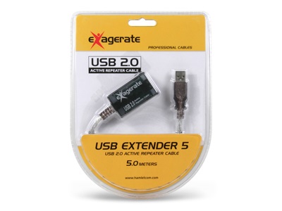 Hamlet Prolunga Extender USB 2.0 da 5 metri con Ripetitore Attivo e Velocità di 0,48 Gbit/s