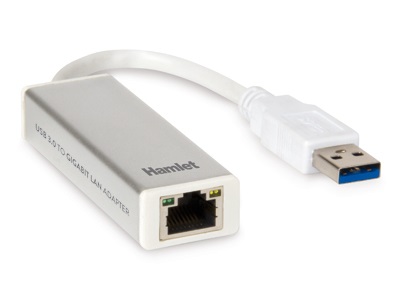 Hamlet Adattatore USB 3.0 to Gigabit LAN - Velocità di trasferimento fino a 5 Gbps, Cablato, Ethernet 1000 Mbit/s, Colore Bianco