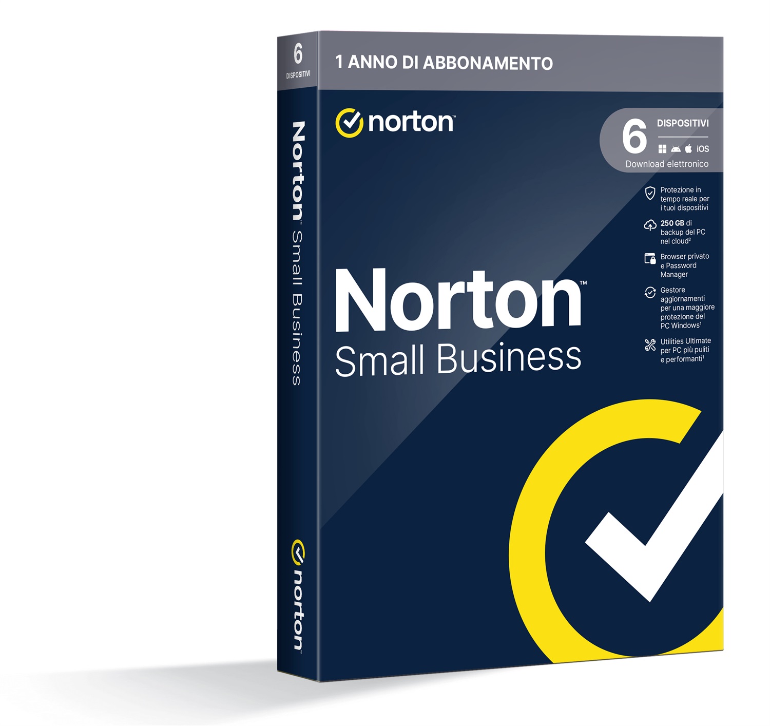 Norton Small Business | Protezione Antivirus per Piccole Imprese e Small Office | 6 Dispositivi | Licenza di 1 Anno | Spazio di Backup Cloud da 250 GB