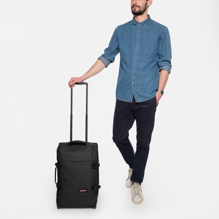 Eastpak Tranverz S Trolley Nero 42 L - Doppio Scomparto, Lucchetto TSA, Cinghie di Compressione