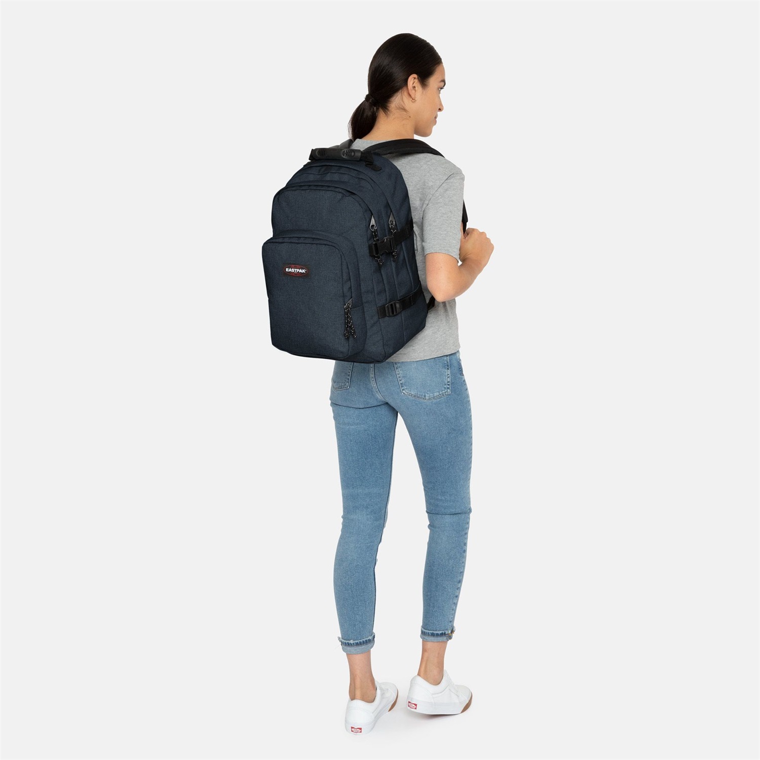 EASTPAK Provider Zaino Unisex - Adulto Blu (Triple Denim) 44x31x25 cm con Due Scomparti, Tasca Frontale con Organizer e Custodia Imbottita per Laptop fino a 15 pollici