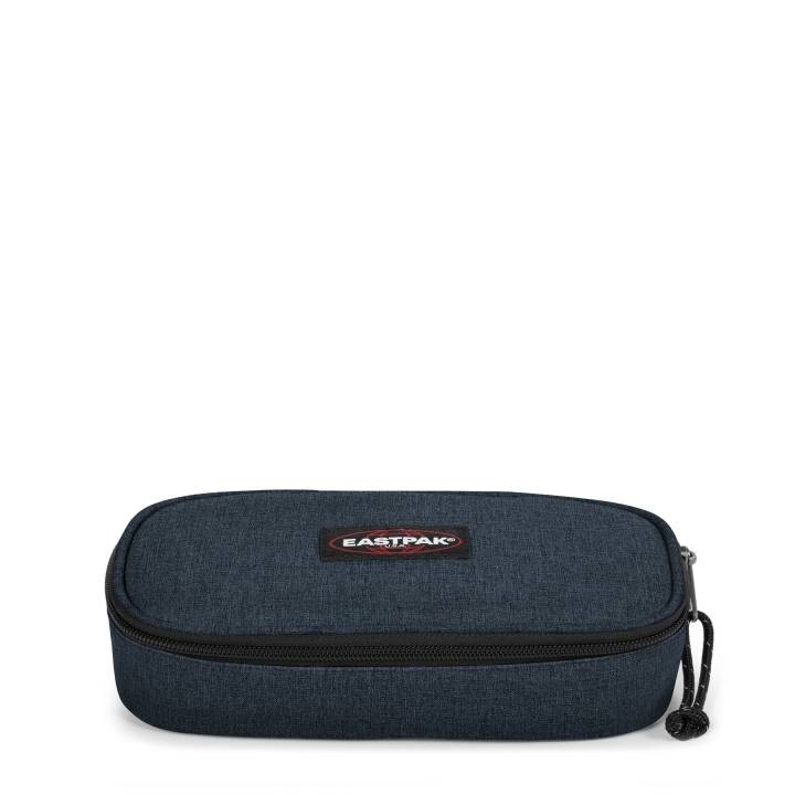 Eastpak Astuccio Oval Single Blu Denim - 100% Poliestere, Scomparto con Passanti per Penne, Dimensioni 5x22x9 cm