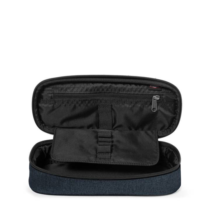 Eastpak Astuccio Oval Single Blu Denim - 100% Poliestere, Scomparto con Passanti per Penne, Dimensioni 5x22x9 cm