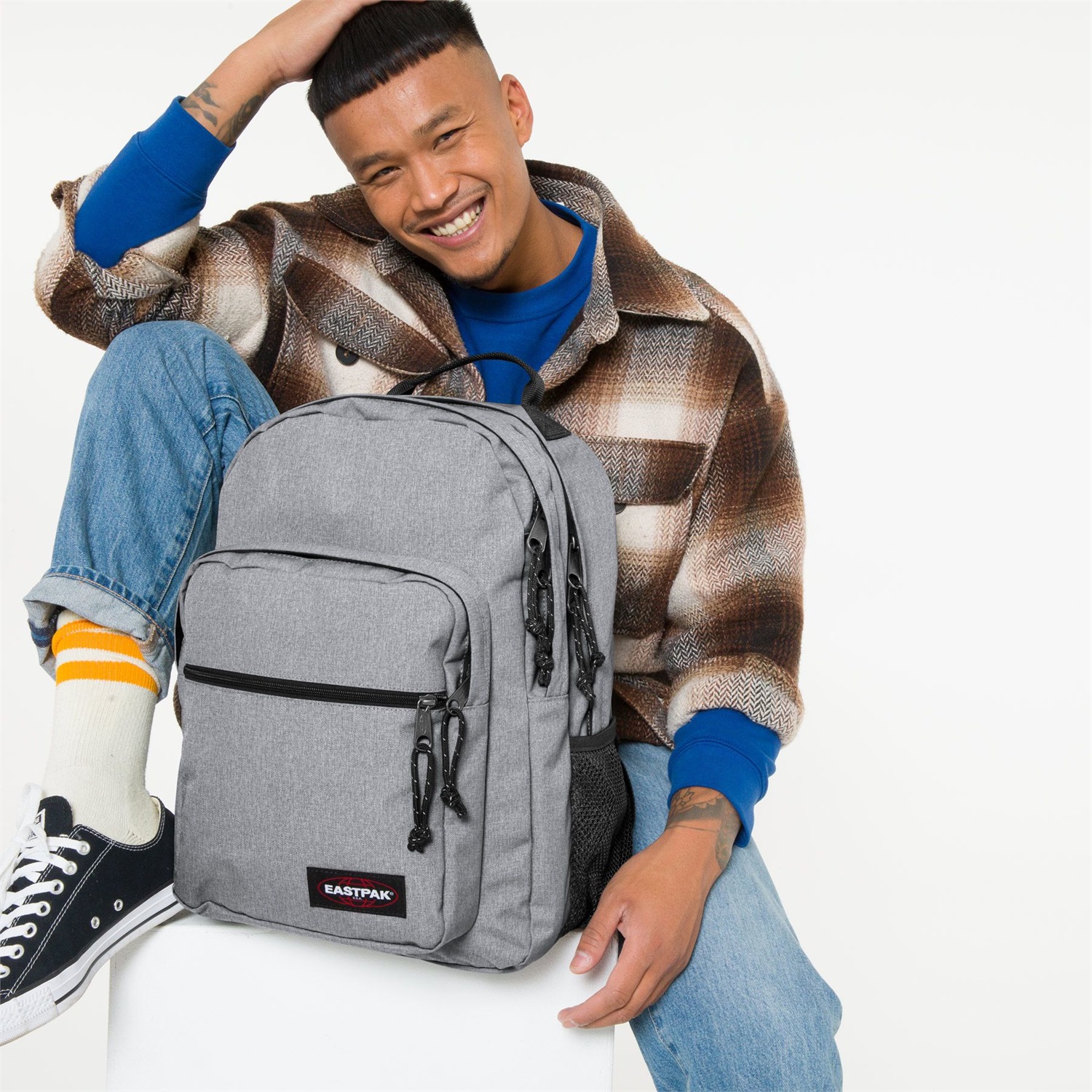 Eastpak Morius Zaino Casual Sunday Grey in Poliestere con Scomparti Multipli e Tasca Imbottita per Laptop